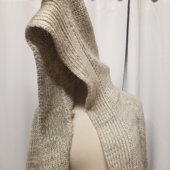 Vintage POL Chunky Knit Long Duster Gray Open Cardigan Sweater Woman's M - Picture 5 of 6